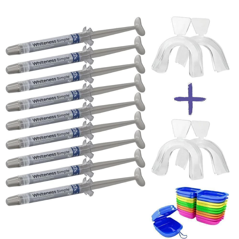 Whiteness Simple 22% – 9 seringas + 2 pares de moldeiras