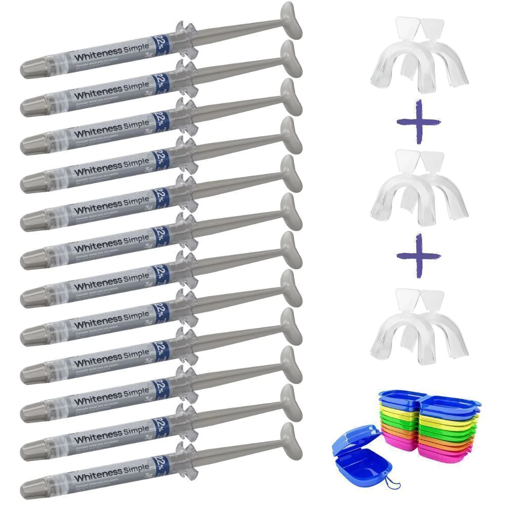 Whiteness Simple 22% – 12 seringas + 2 pares de moldeiras