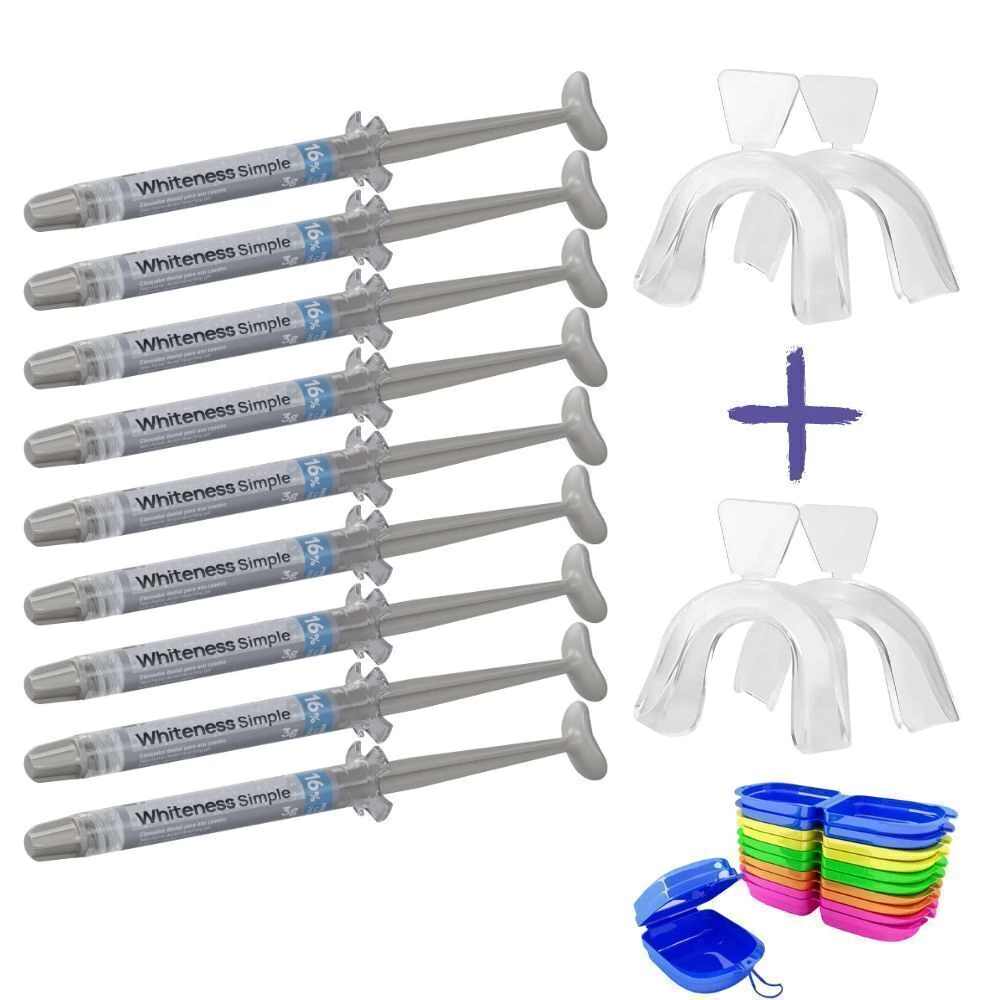 Whiteness Simple 16% – 9 seringas + 2 pares de moldeiras