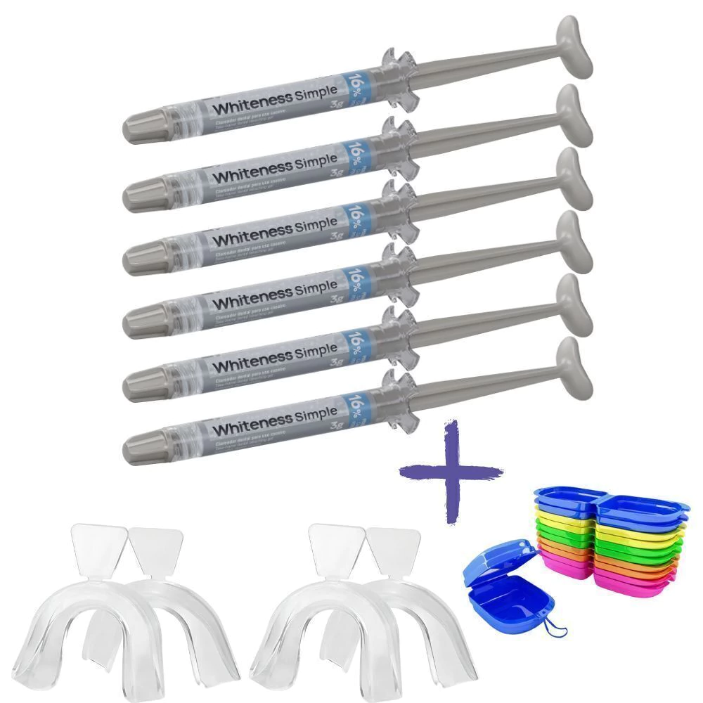 Whiteness Simple 16% – 6 seringas + 2 pares de moldeiras