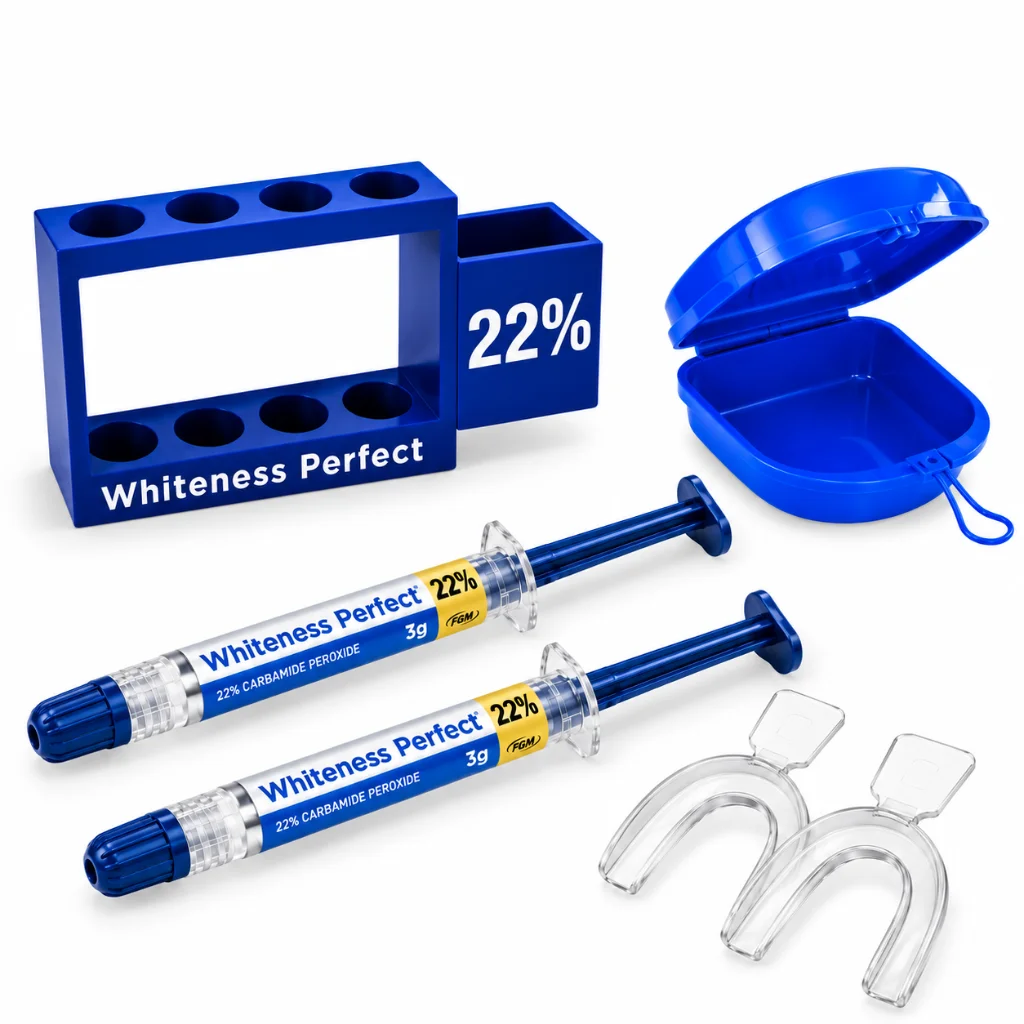 Clareador Dental Whiteness Perfect 22% FGM – 2 seringas + 1 par de moldeiras
