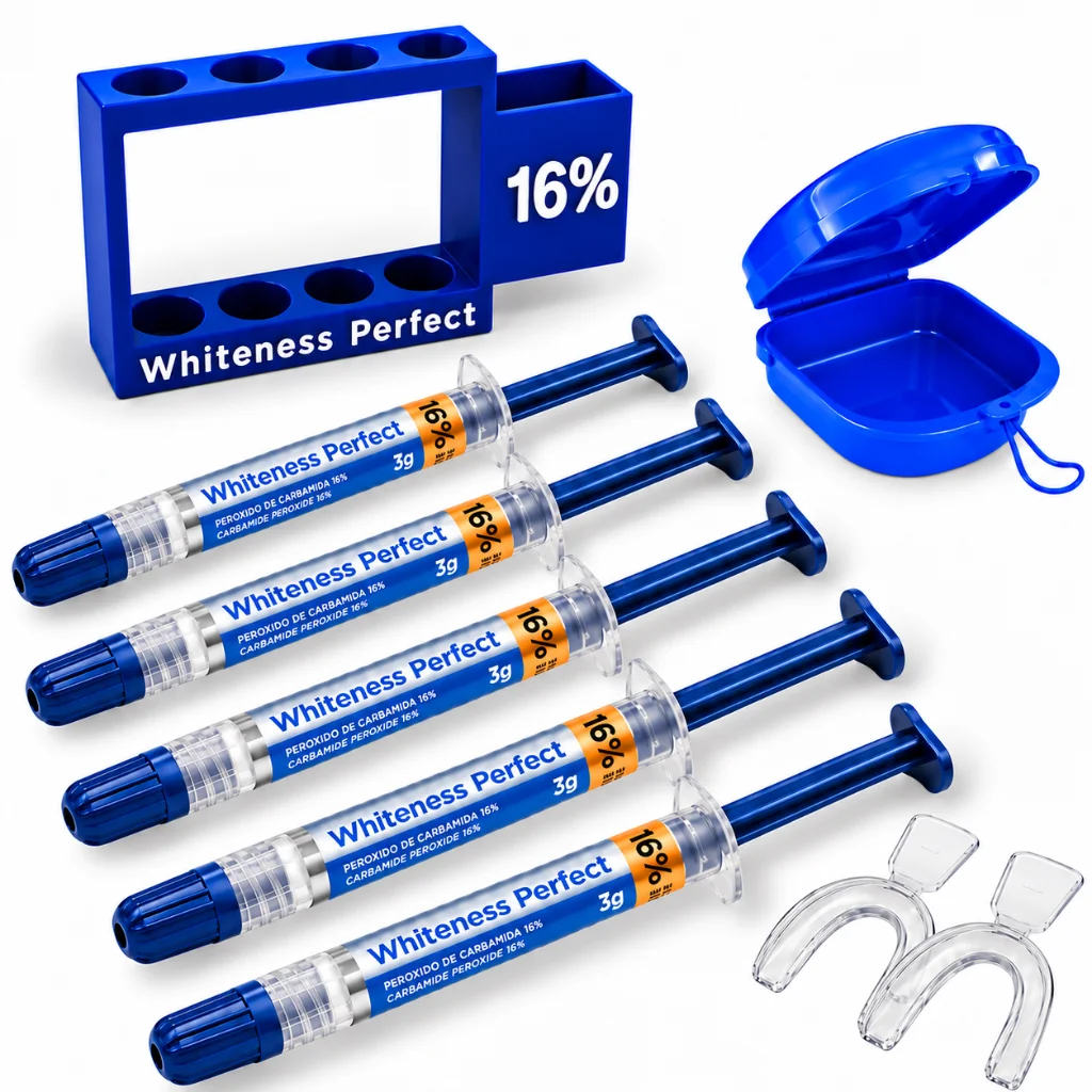 Clareador Dental Whiteness Perfect 16% FGM – 5 seringas + 1 par de moldeiras